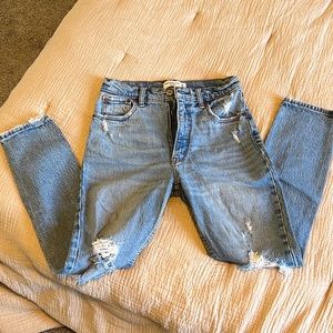 Abercrombie and Fitch. Size 2. Light denim ripped jean.